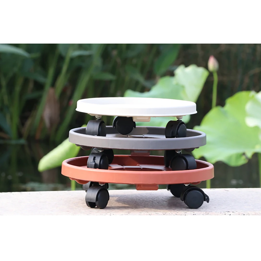 

Tray Universal Wheels Flower Pot Base Stand Round For Women Girls Portable Plastic Vase With Rollers Removable Movable Holder