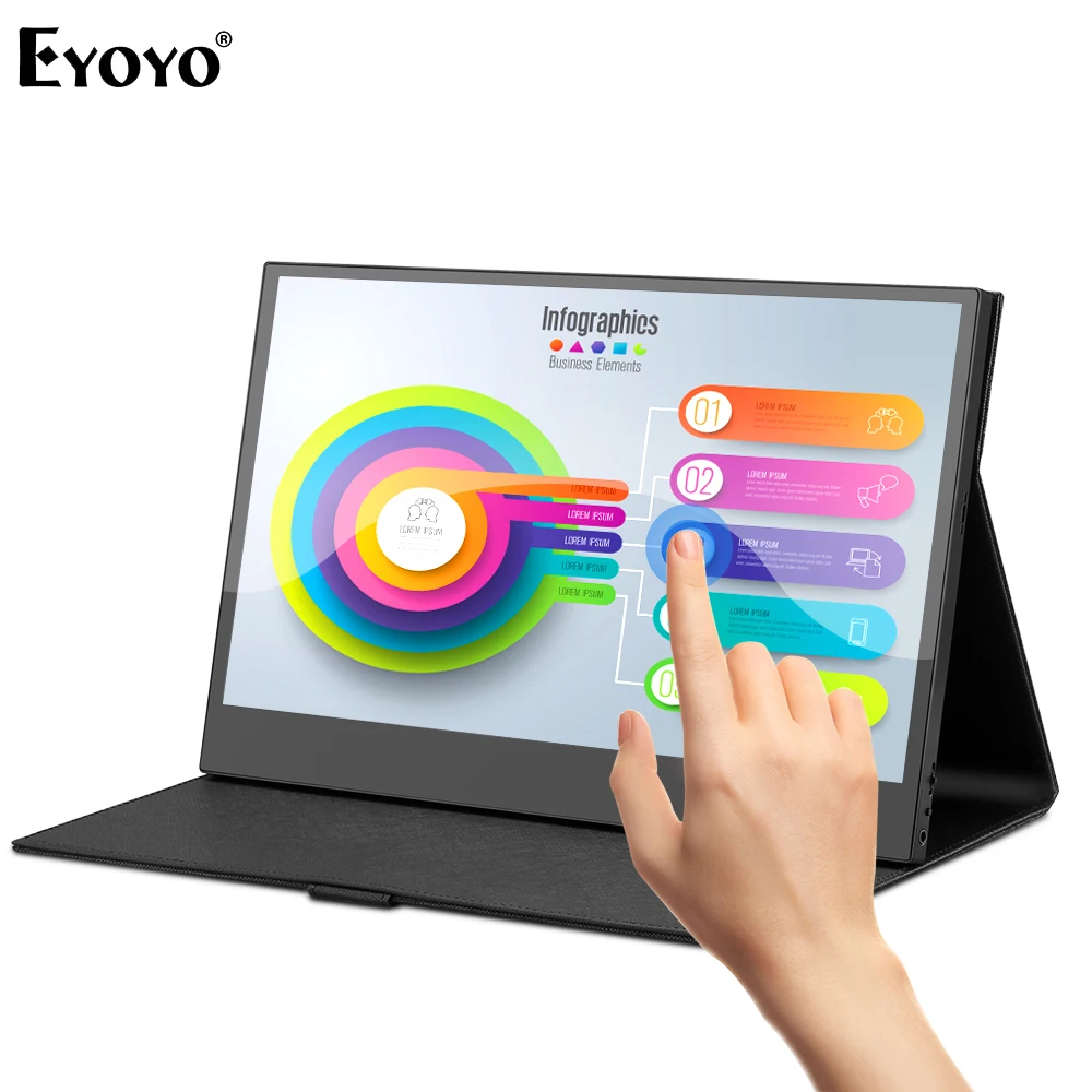 Монитор Eyoyo EM13L 13 3 &quot портативный ПК тип USB C игровой сенсорный экран 1920x108 0 IPS HDMI
