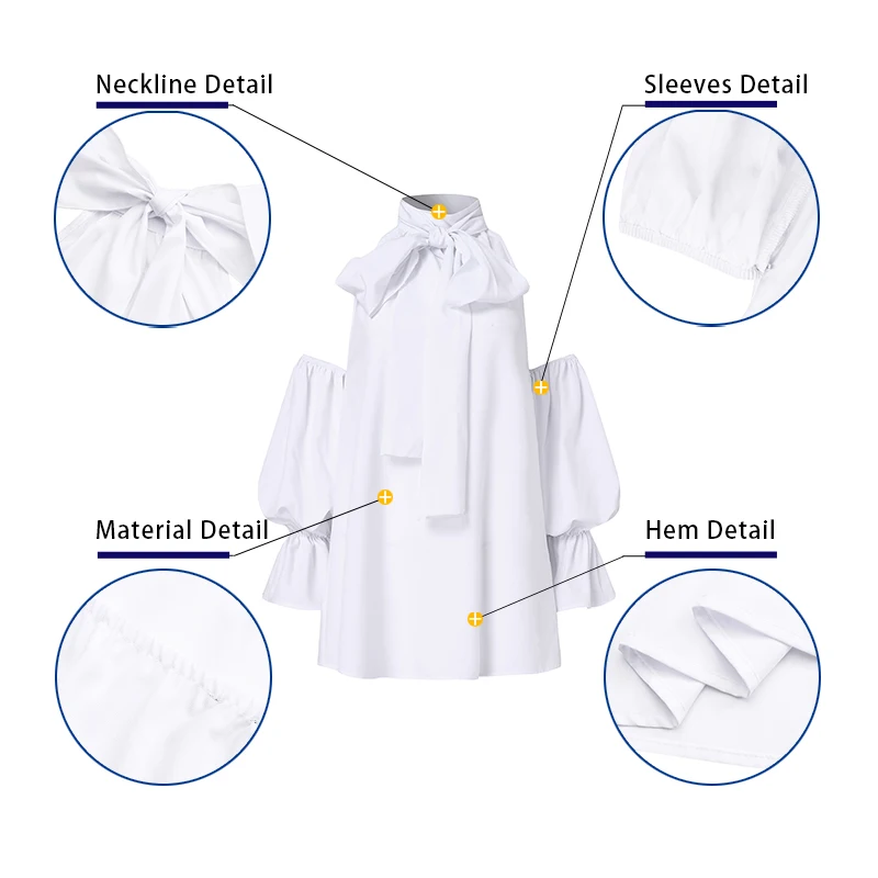 

Women O Neck Bow Shirt 2021 Women Party Blouse Office Ladies Shirts Solid Color Pleated Flare Sleeve Tops Blusas Femininas