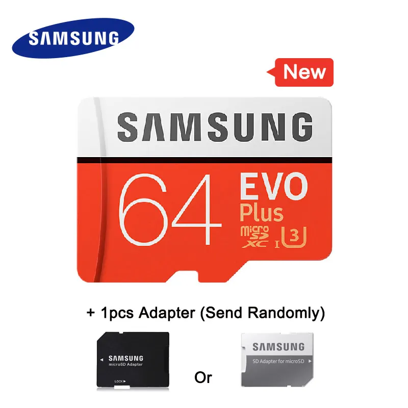 МОЛЛ SAMSUNG Карты Памяти EVO+ 256 ГБ 128 ГБ 64 ГБ 32 ГБ 16 ГБ EVO Плюс SDHC SDXC Micro SD Класса EVO+ EVO Class 10 С10 Максимальная Скорость 80 М/с карта памяти микро сд для телефона карта памяти micro sd - Емкость: 64GB with Adapter