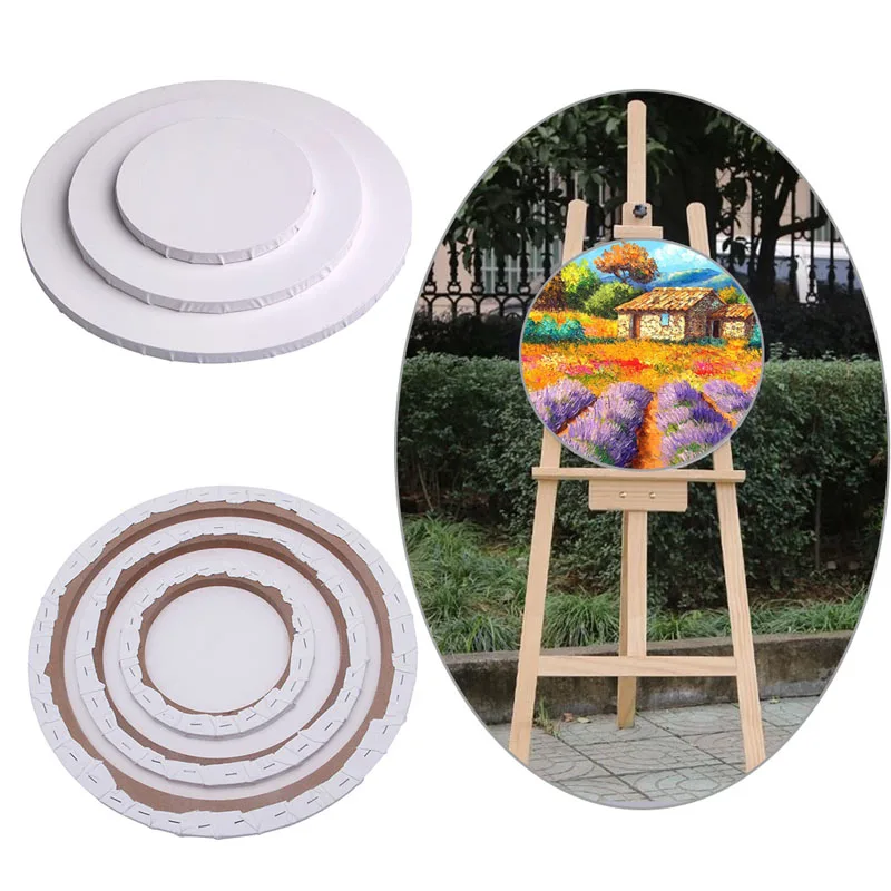 Round Canvas Panel Blank Cotton Acrylic Art Artist Oil Painting