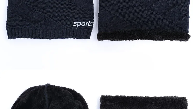 Новая модная зимняя мужская шапка, зимние женские шапки skullies, теплая утолщенная шапка, вязаная шапочка, комплект из 2 предметов, мужская шапка