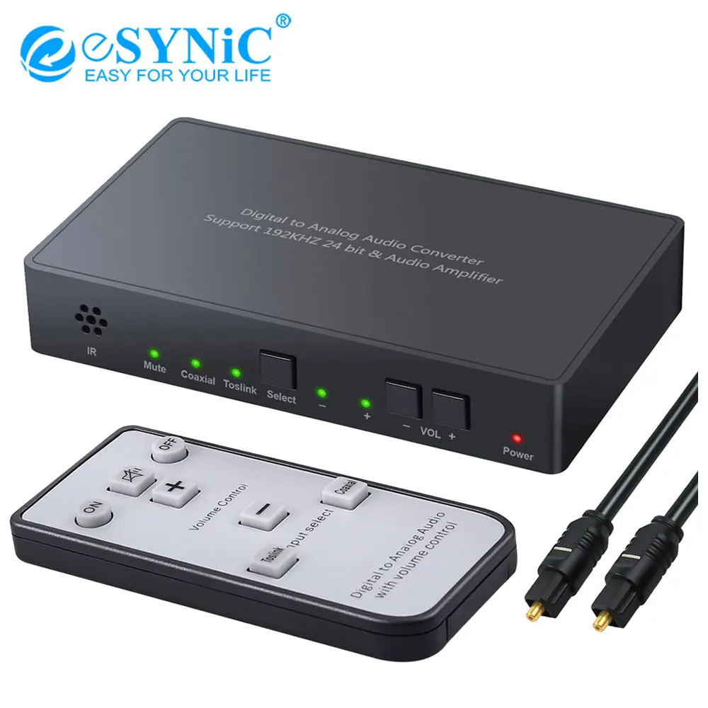 ESYNiC 192 кГц ИК пульт дистанционного управления коаксиальный Toslink в аналоговый