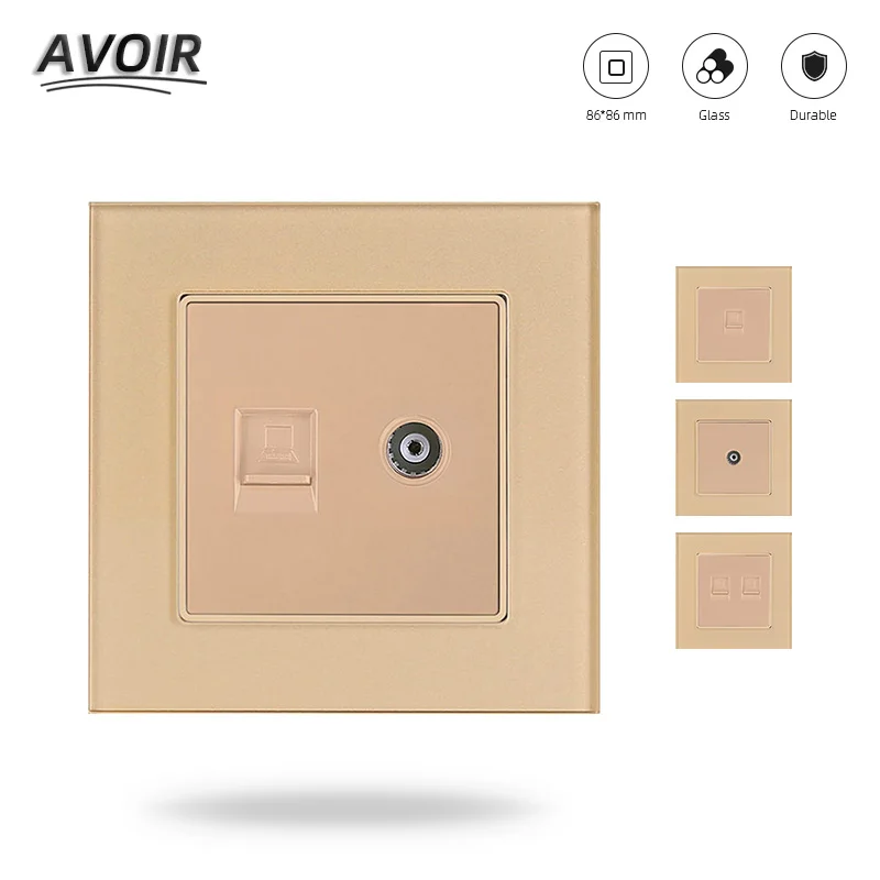 Avoir Стеклянная Панель Rj45 настенная розетка интернет компьютер ПК ТВ разъем