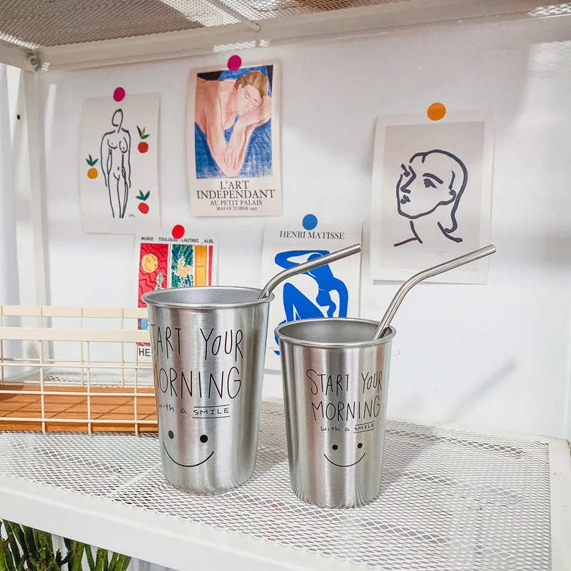 350 мл 500 Милая кофейная чашка со смайликом Корейская простая для сока холодных