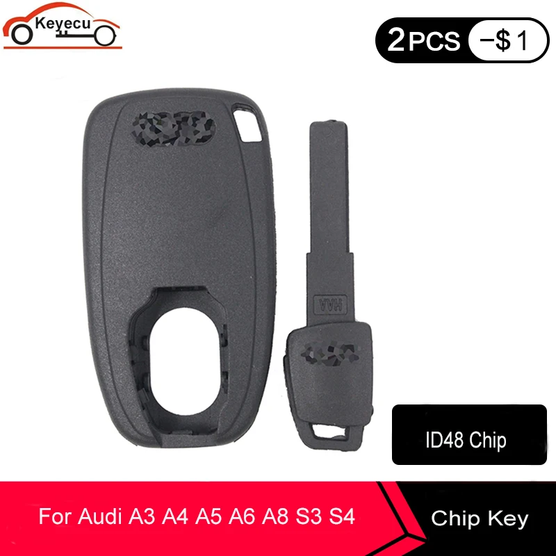 Новинка запасной ключ KEYECU для чипа транспондера Audi A3 A4 A6 A8 S3 S4 S6 S8 Q7 чип ID48 запуска