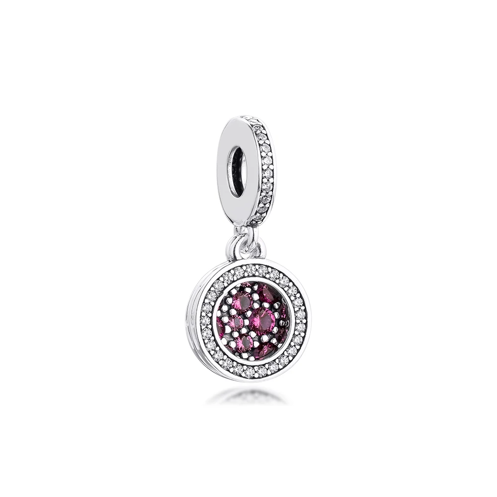 

Sparkling Red Disc Double Dangle Charm Fits Original Bracelet 925 Sterling Silver Beads for Jewelry Making Kralen Berloques