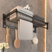 bathroom shelves towel rack aluminum wall mounted bath shower shelf shampoo holder clothes coat storage tray organizer bracket