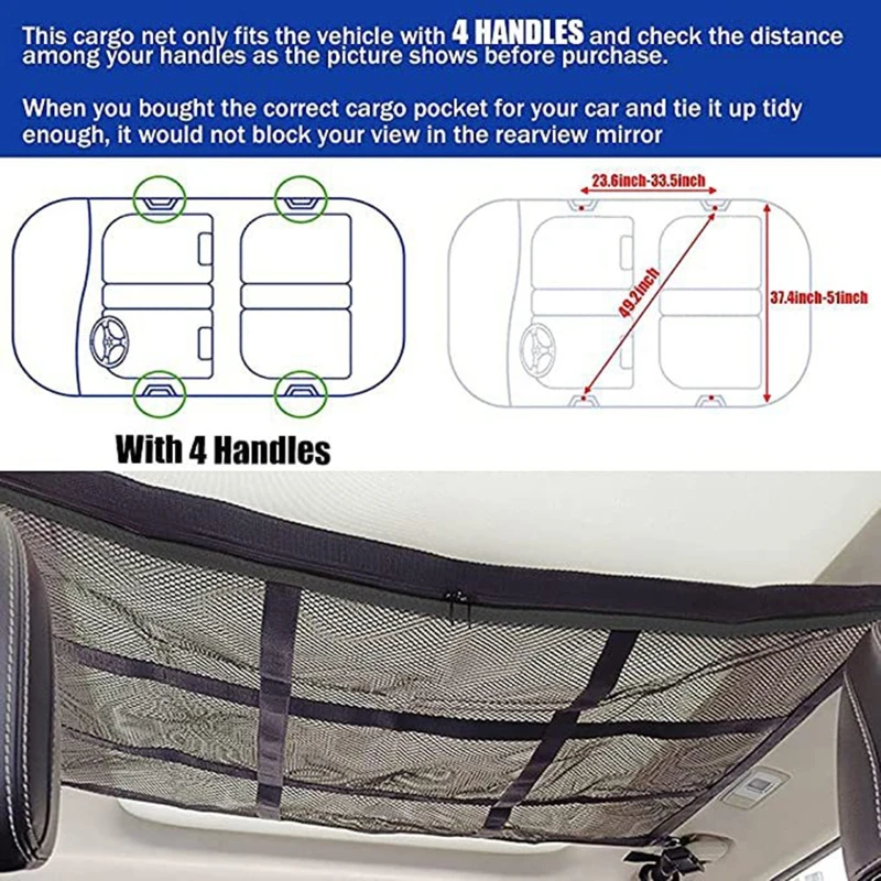 Интерьер автомобиля Потолочная сетка для хранения карманная регулируемая лента