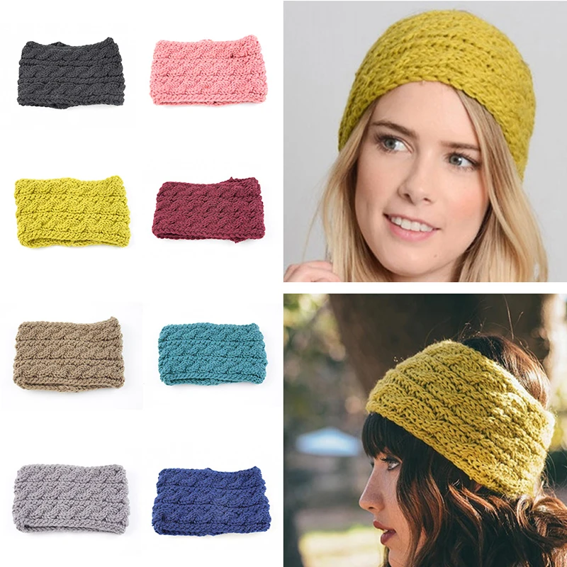 

Wide Knitting Woolen Headband Winter Warm Ear Women Thicken Turban Hair Accessories Girl Plush Hair Band Crochet Headwraps