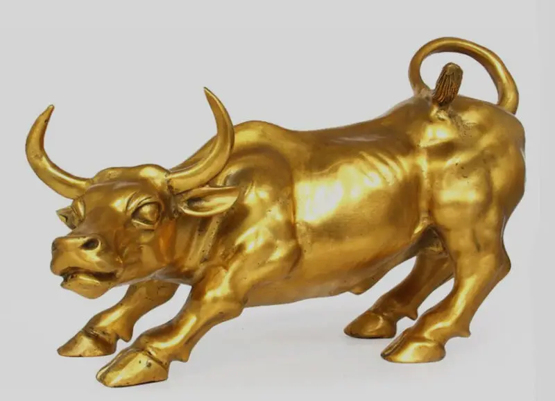 

Маленькая настенная уличная латунная свирепого быка OX Статуя 4,5 "L