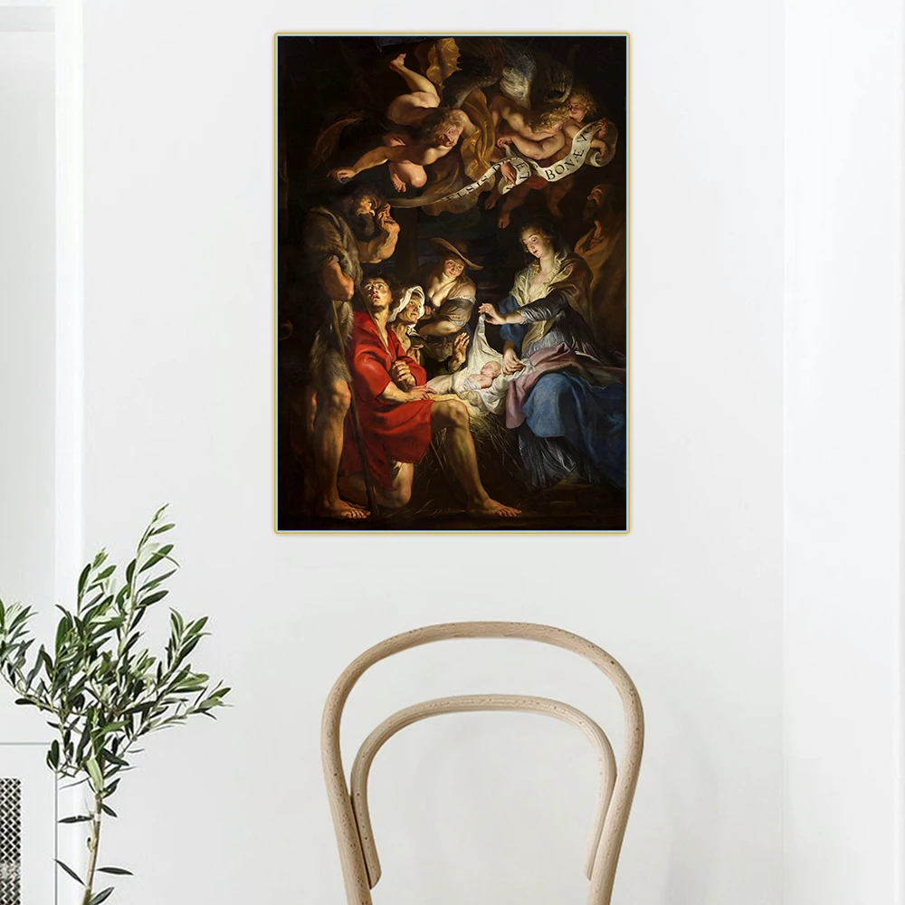 Цитон Питер Пауль Рубенс "Рождение Христа" Холст Изобразительное искусство Живопись Плакат Картина Декор стены Домашнее интерьерное оформление.