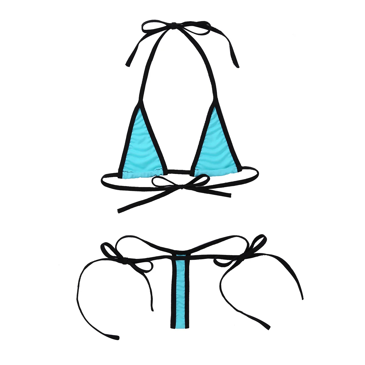 

Women Swimwear Micro Mini Bikini Swimsuit Set Erotic Lingerie Sexy Halter Self-tie Bra Top and G-String Briefs Porno Underwear
