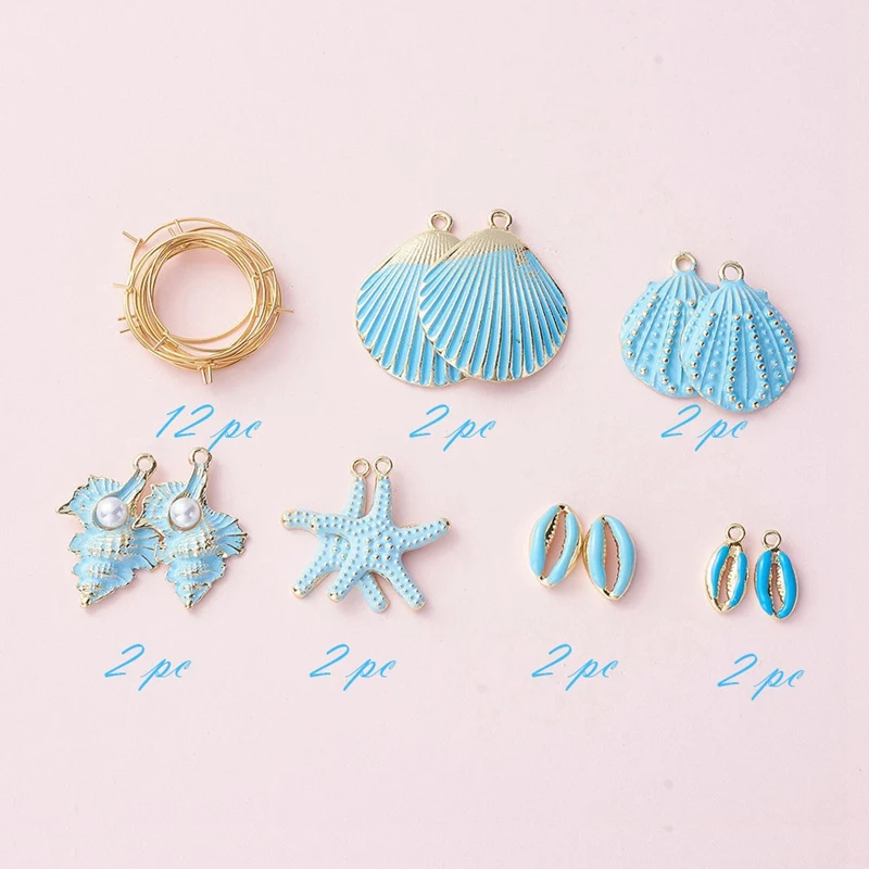 

Diy Material Package Alloy Shell Hoop Earrings Accessories Ocean Wind Handmade Jewelry Accessories