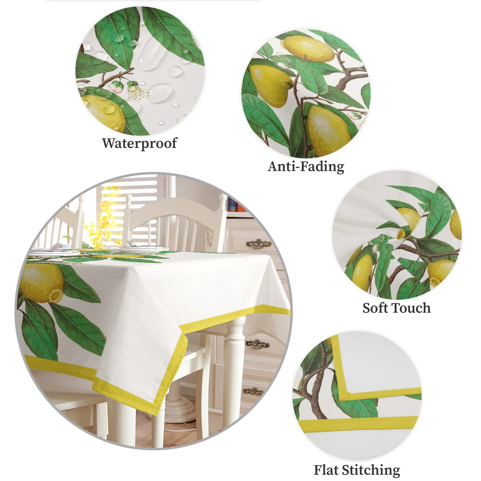 Скатерть для стола с лимоном фруктами и листьями | Дом сад