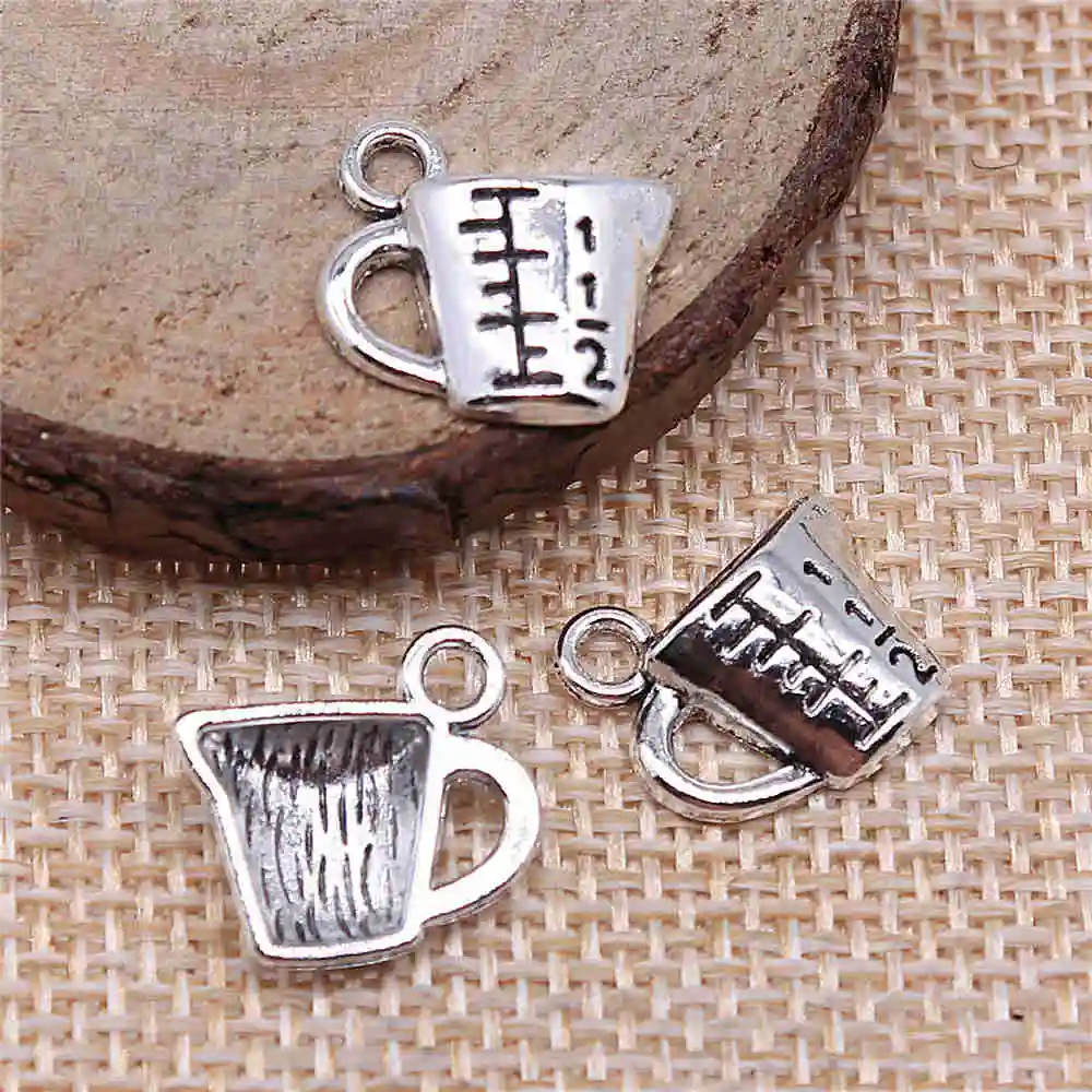 

Handmade Pendants For Jewelry Accessories 20pcs Measuring Cup Charms 14x15mm Antique Silver Plated