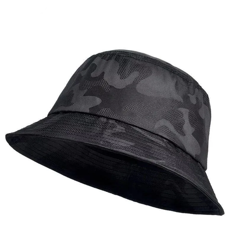 New breathable camouflage fisherman hat fashion shade bucket hats men women outdoor travel leisure cap cotton Panama caps fashion breathable net and button embellished camouflage pattern bucket hat for men