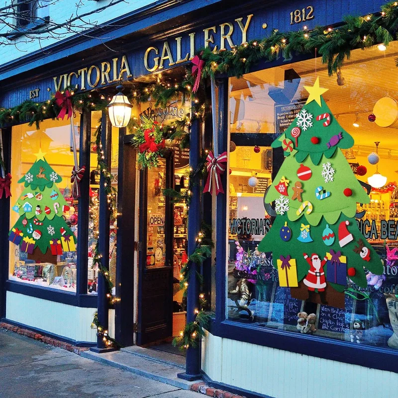 Счастливого Рождества красочные наклейки на окна олень рождественскую елку