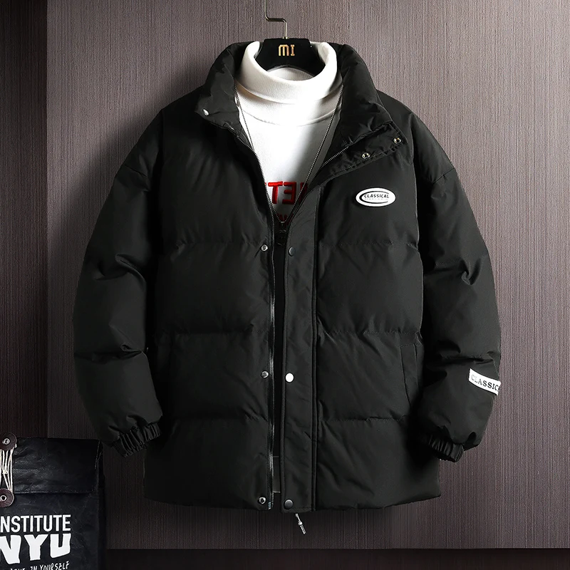 2021 Winter Coat Men's Warm Parkas Streetwear Cotton Coats Slim Male Jackets Solid Windproof Padded Coat Mens Clothing