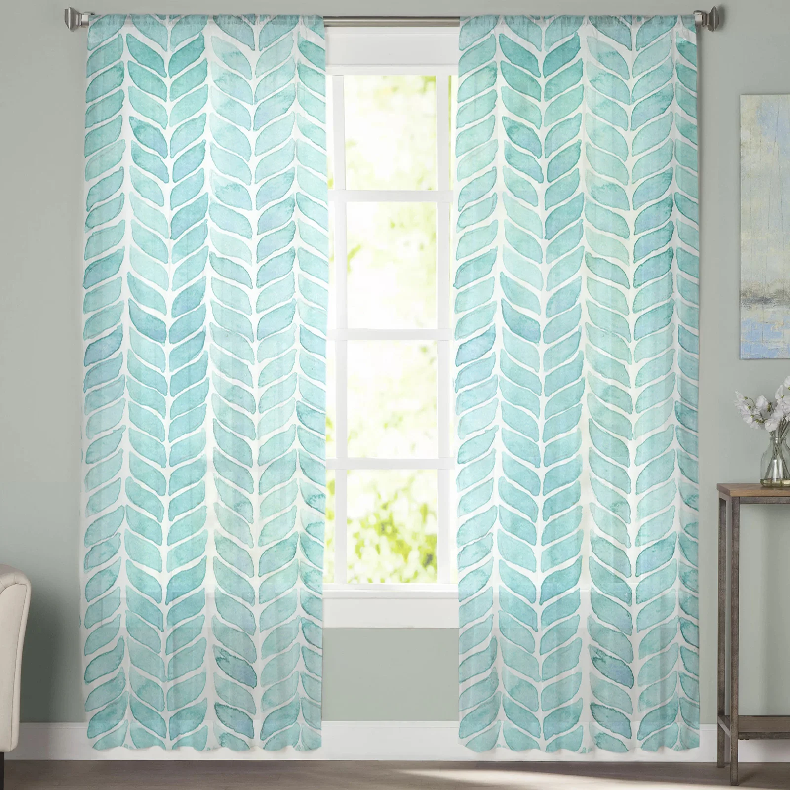 Синие акварельные прозрачные шторы оконные для гостиной спальни жалюзи детской