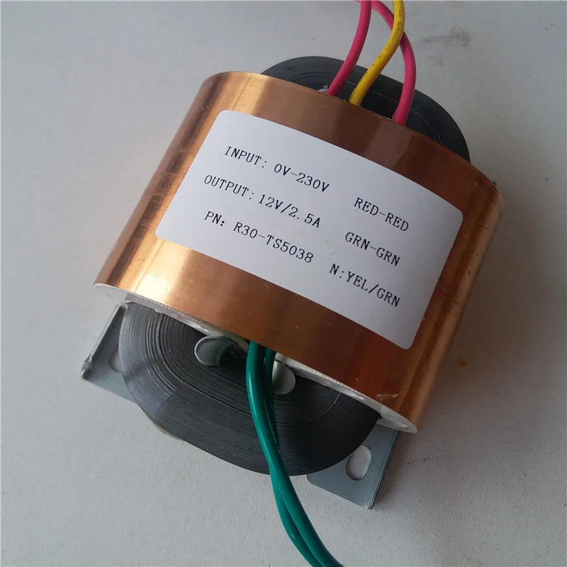 12V 2.5A R трансформатор с сердечником 30VA R30 пользовательский Трансформатор 230V Входной медный щит для предварительного декодера усилитель мощности