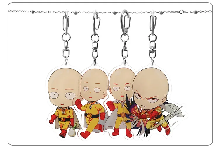 Аниме One Punch Man брелок Сайтама милый забавный мультфильм акриловое кольцо для ключей модная новинка Персонализированная подвеска ювелирное изделие подарок брелок