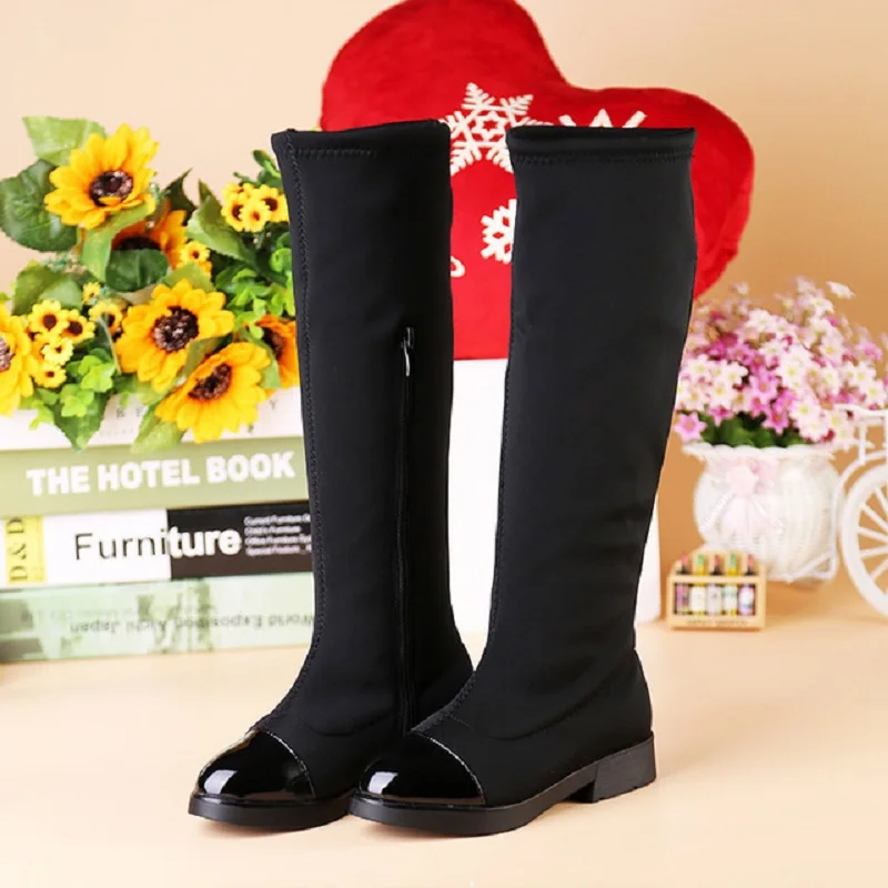 Ботинки на плоской подошве для девочек модные элегантные сапоги принцессы