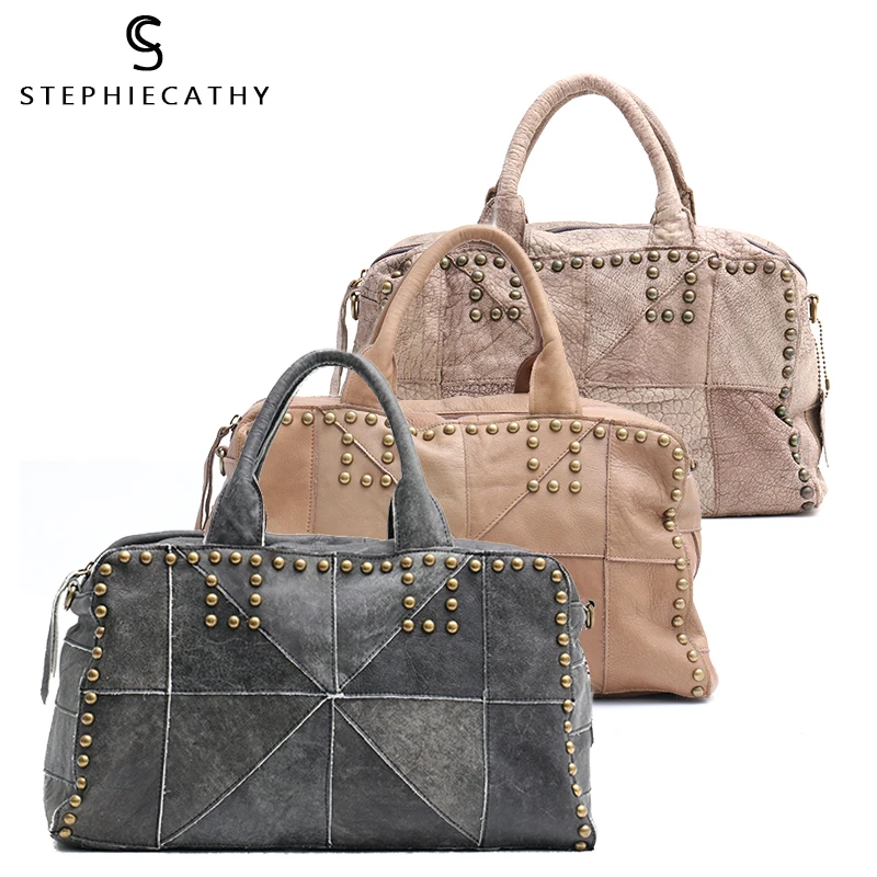 SC маленькие винтажные сумки в заклепках из натуральной кожи женские на плечо