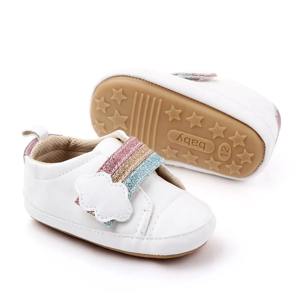 

Rainbow Baiyun baby toddler shoes soft sole baby shoes Velcro crystal single shoes casual shoes simple and fashionable