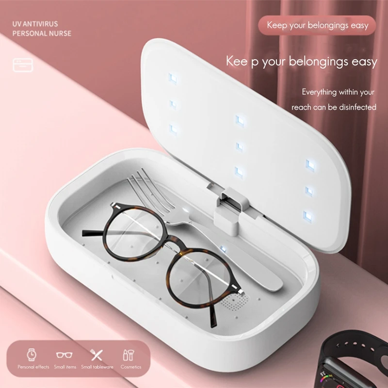 

Disinfection Box &Amp, Wireless Charger 2In1 Portable UV Lamp Disinfection Machine Ultraviolet Light Cleaner for Phone