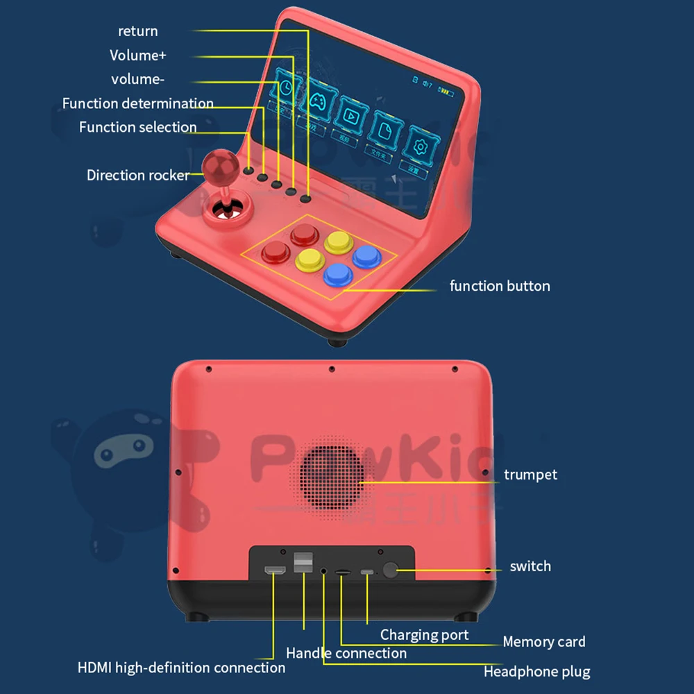 9-дюймовый джойстик Powkiddy A12 аркадная ностальгическая Ретро игровая консоль для