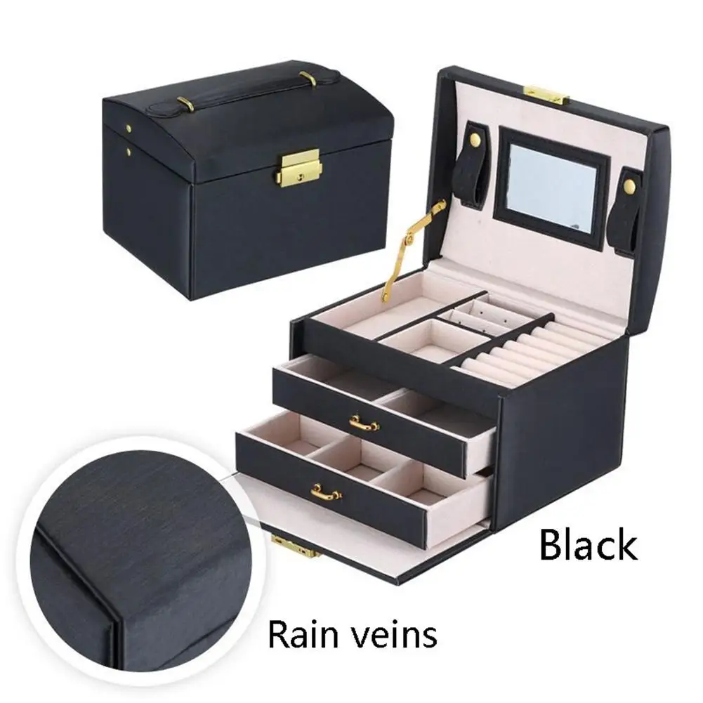 Ящик для хранения ювелирных изделий 3 слойный ящик из искусственной кожи сережек