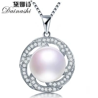 genuine natural freshwater pearl necklace for women hot sale 925 sterling silver rose zircon pendant jewelryno chain