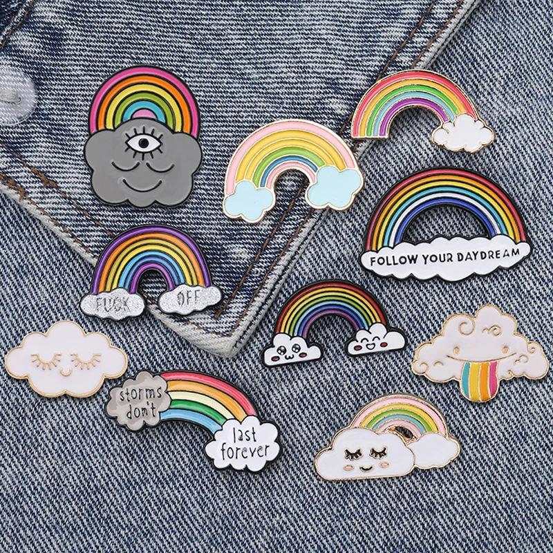 Романтическая Милая эмалированная заколка для леди мультяшная луна облако бейдж