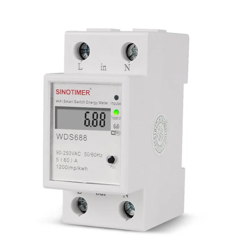 Многофункциональный Умный однофазный счетчик энергии WiFi/приложение контроль