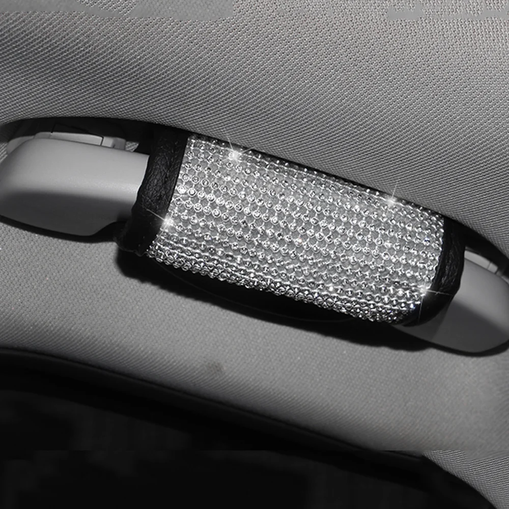 Door Handle Из искусственной кожи авто чехол для рычага переключения передач с кристаллами Bling Стразы для девочек, леди Универсальный - Название цвета: Door Handle