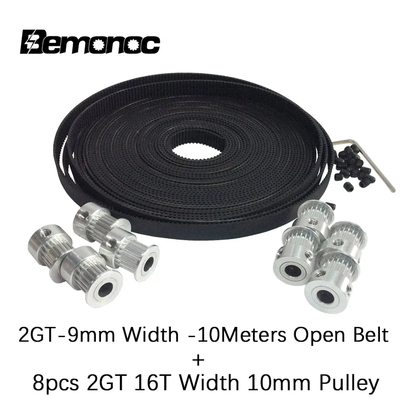 Bemonoc 2GT зубчатый ремень Ширина 9 мм Резиновый приводной упаковка 10 м и шкив 16