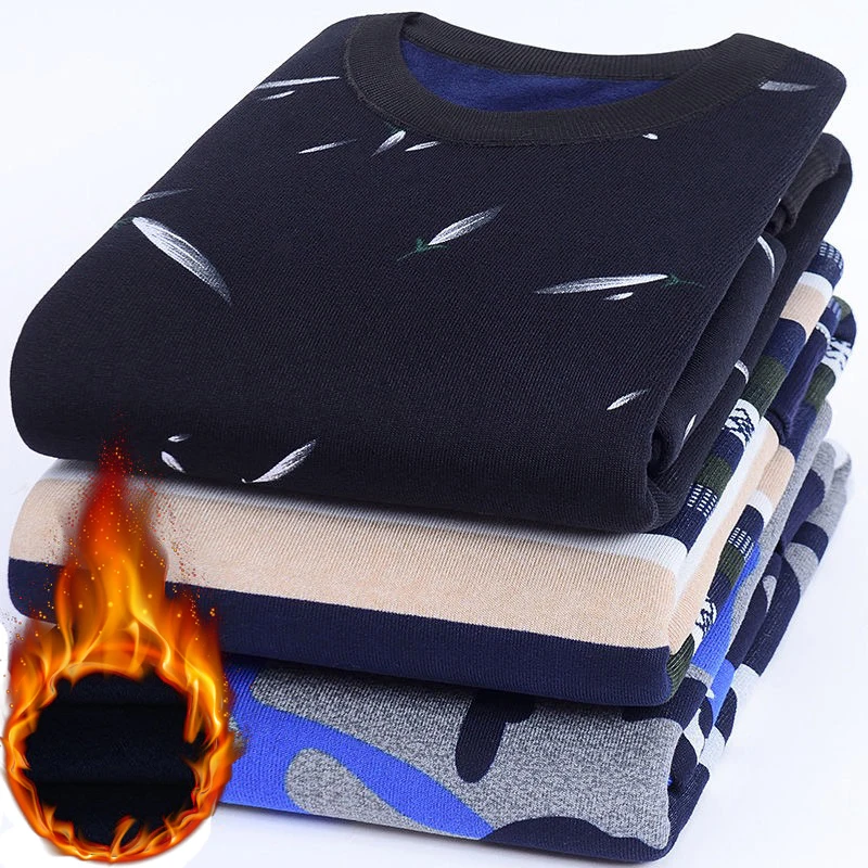 

Мужской повседневный вязаный свитер, фланелевые пуловеры из спандекса с О-образным вырезом, бархатный свитер на осень и зиму