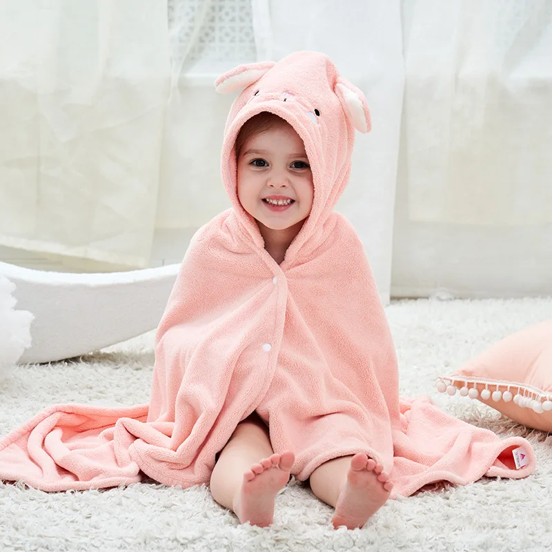 

Baby Bath Towel Hooded Bathrobe Coral Fleece Material Soft And Absorbent Newborn Baby Quilt Cloak Cute Newborn Bath Towel