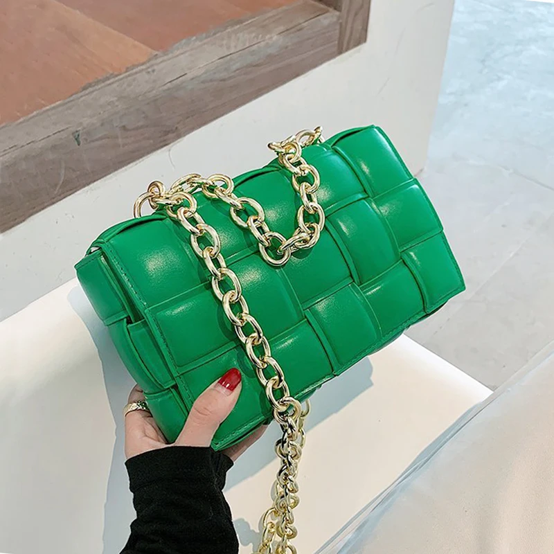 Сумки через плечо с плетеной цепочкой для женщин 2021 модная Роскошная