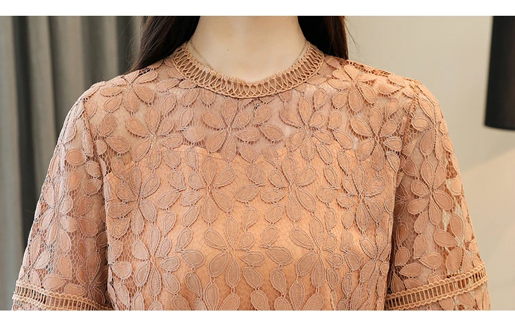 модные Новые женские топы и блузки 2019 с длинным рукавом Сексуальная кружевная