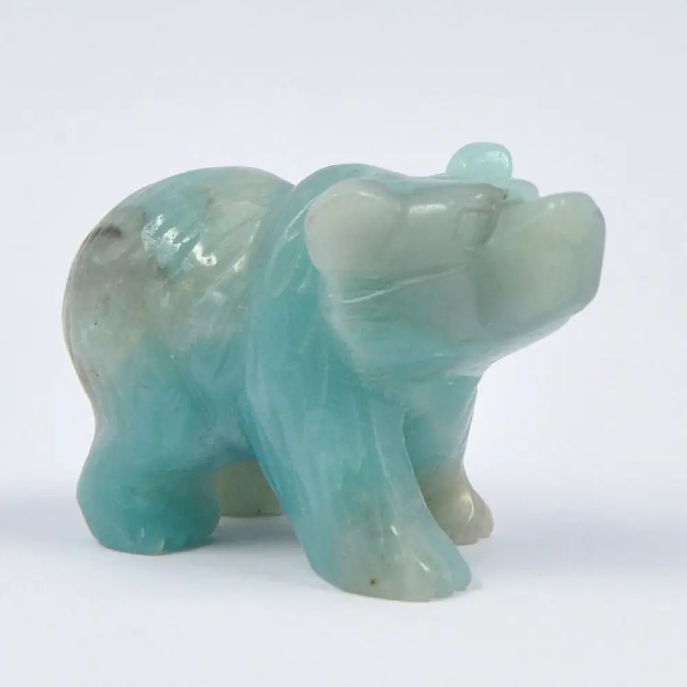 

2'' Hand carved gemstone crystal amazonite bear animal figurine home decor