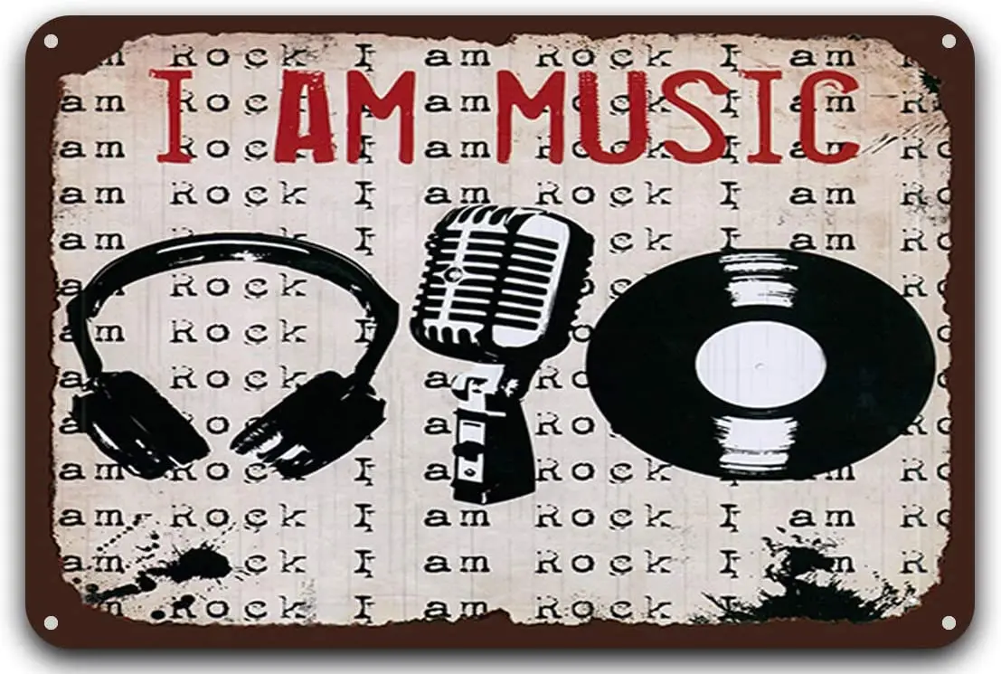 

Металлический жестяной знак huangdd в ретро стиле-I am Music, бар, гараж, пещера, домашнее настенное украшение, подарок для мужчин и женщин