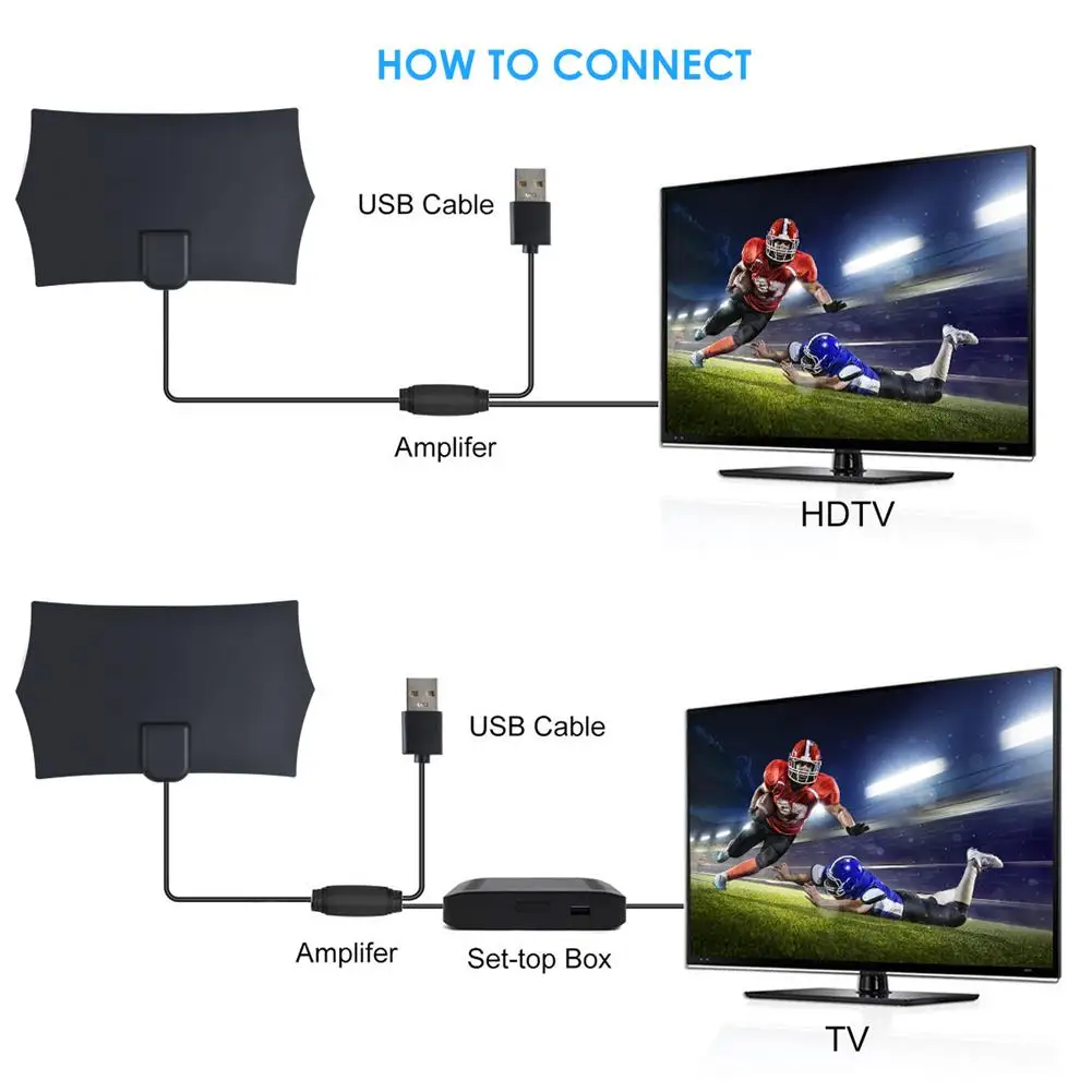 Универсальная ТВ антенна 980 миль Макс 4K HD для помещений Усилитель сигнала