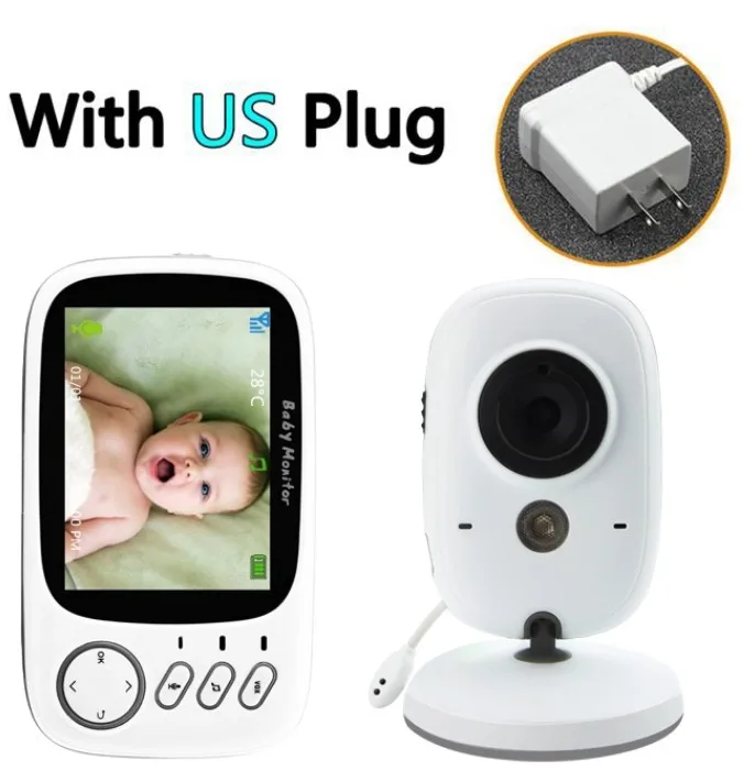 US plug Детский монитор цветной видео беспроводной babyfoon baba электронная безопасность 2 разговора ночного видения Светодиодный контроль температуры bebek telsizi - Цвет: US plug