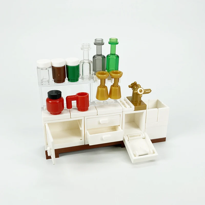 

MOC Blocks Parts for Children DIY Accessories City Building Bricks House Furniture Kitchen Set for Kids Educational Gifts