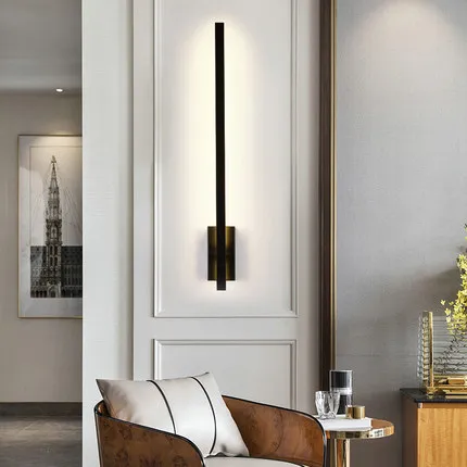Минималистичная линейная настенная лампа в скандинавском стиле для спальни