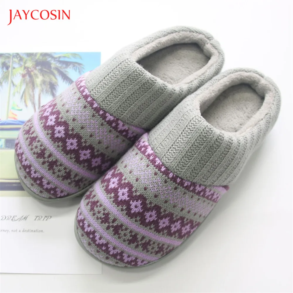 Jaycosin/женские тапочки с этническим принтом Зимние меховые шлепанцы Большие