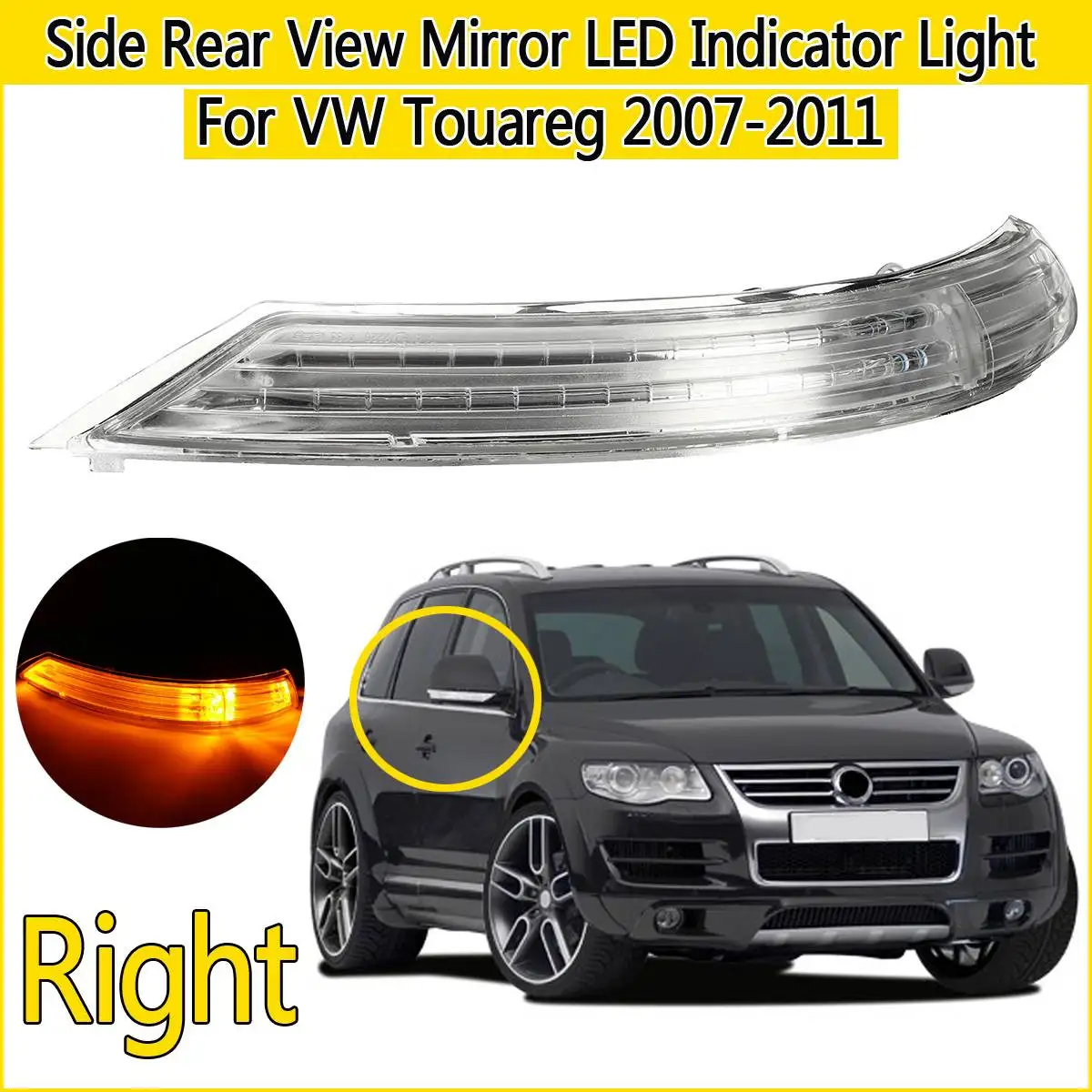 Светодиодный зеркало заднего вида сигнальные огни для VW TOUAREG 2007 2008 2009 2010 2011 Боковая дверь Зеркало заднего вида указатель поворота лампа - Испускаемый цвет: Right side