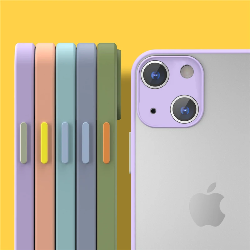100wd Square Transparent Frosted Phone Case For iPhone 12 11 13 Pro Max Mini XS Max XR X 8 7 Plus SE 2020  Cover